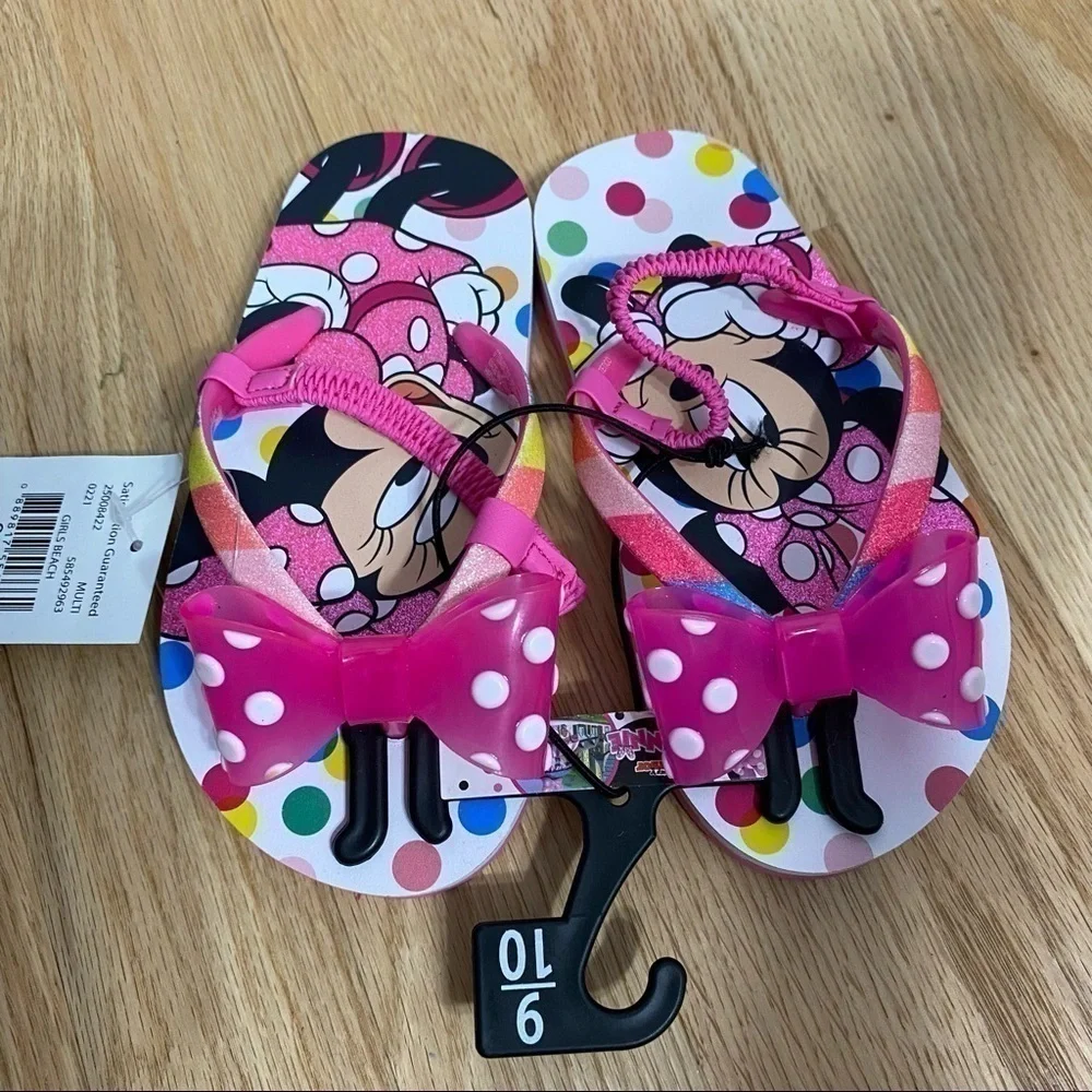 Disney Minnie Mouse Flip Flops Sandals NWT 9/10